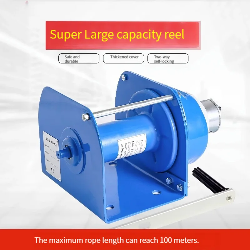 Heavy Duty Hand Cranked Winch, 1T 2t Manual Self-locking Brake Winch