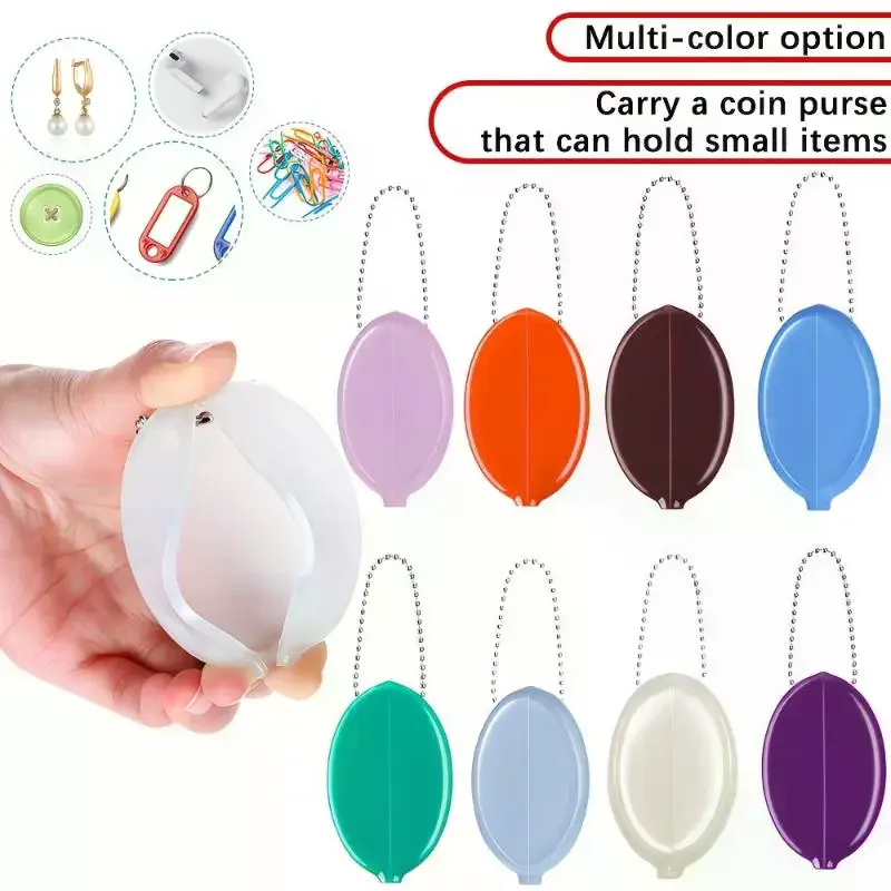 Coin Purse Multicolor Small Oval Earphone Storage Bag Keychain Portable Travel Wallet Daily Carrying No Mess