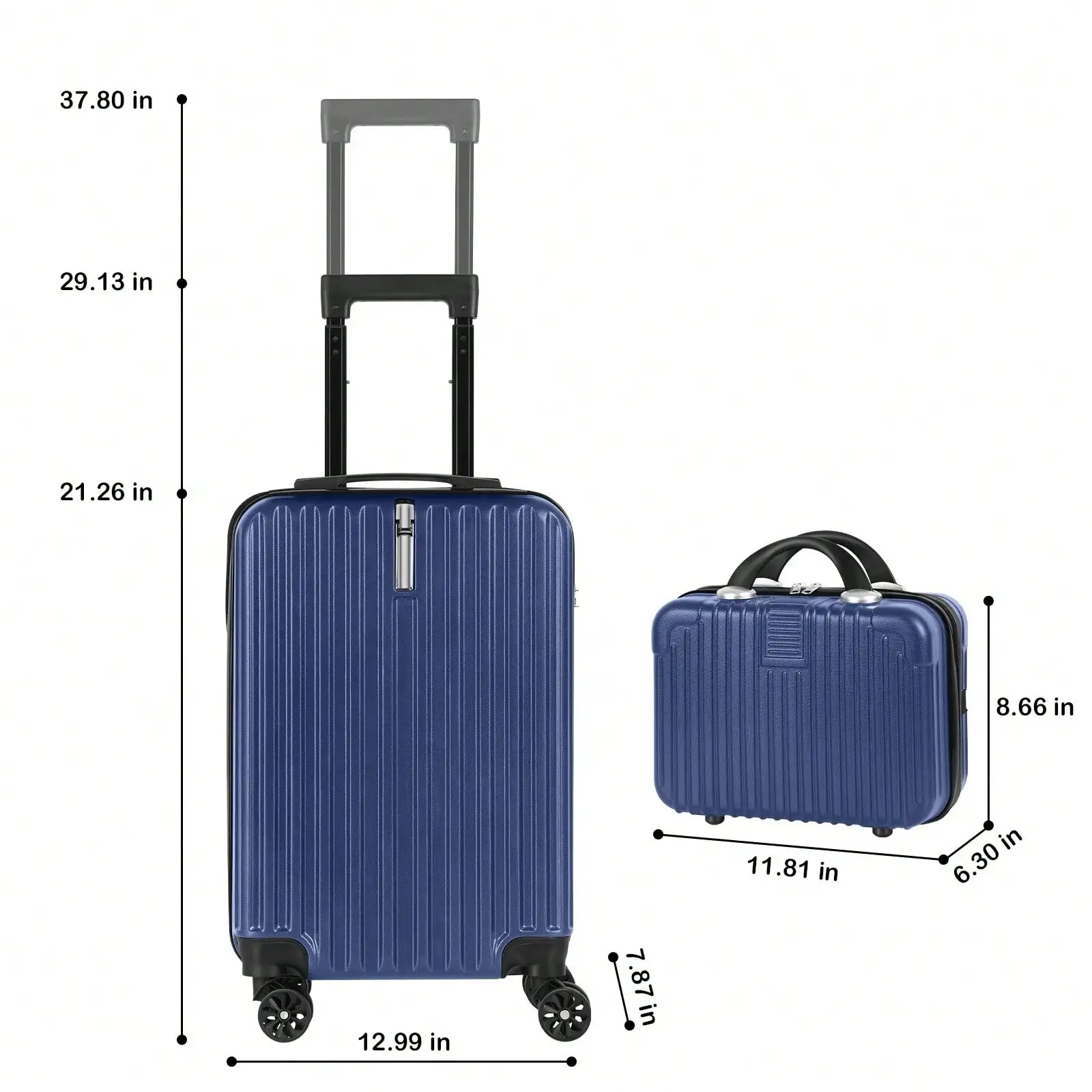 2-Piece Lightweight Carry-On Spinner Luggage Set,Blue