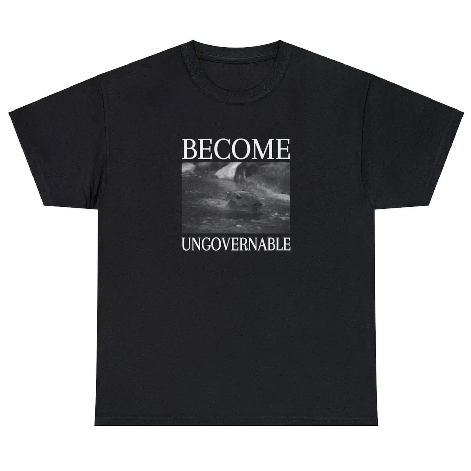 T-shirt « Become Ungovernable Capybars » – Amusant, pour les amateurs de mèmes, mignon, style Y2K vintage, délavé, polyvalent, décontracté, pour tous les jours, unisexe