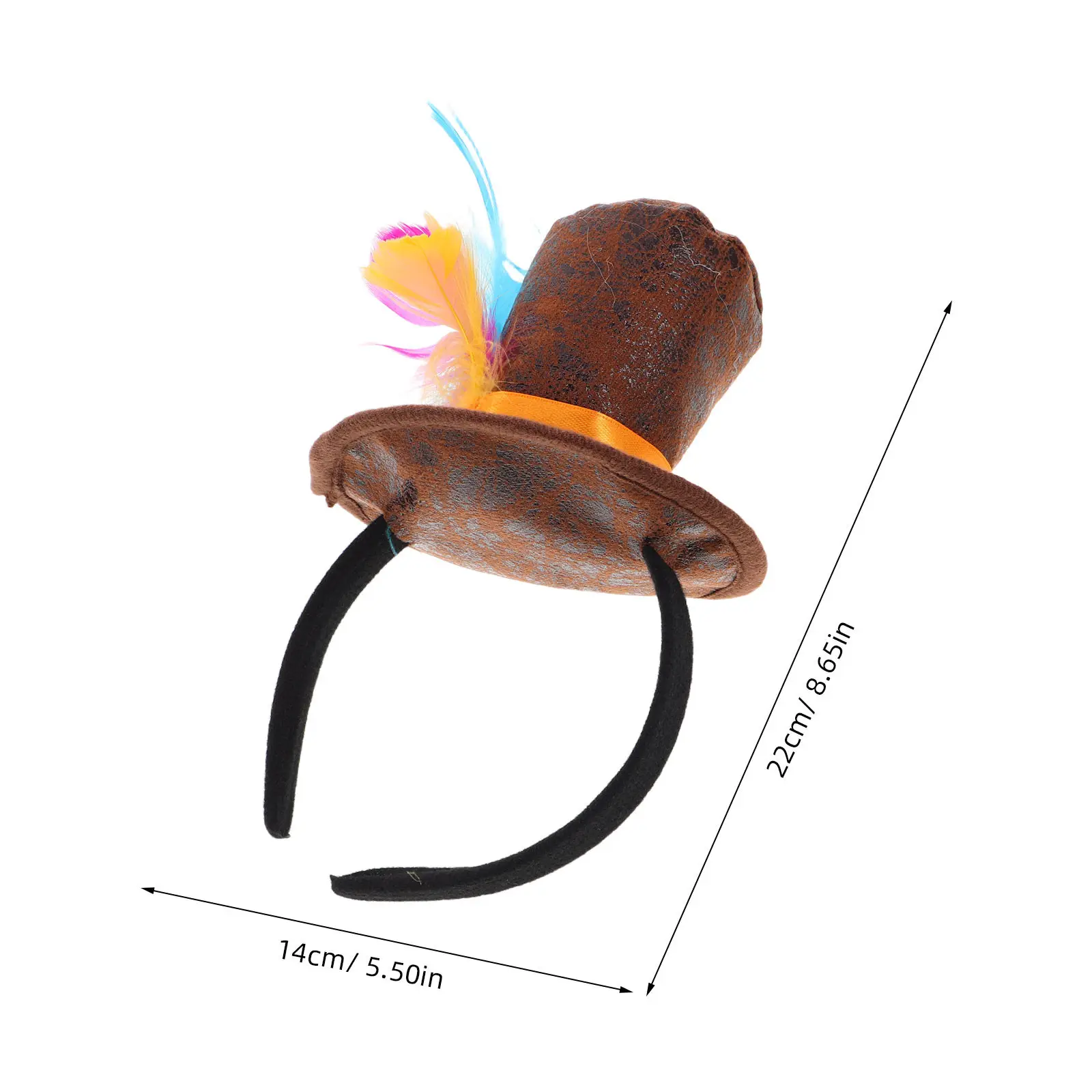 Mini Chapéu de Copa com Tiara e Plumas Vibrantes, Acessório Feminino Vintage para Festas, Decoração para Chá de Aniversário, Fantasia de Carnaval