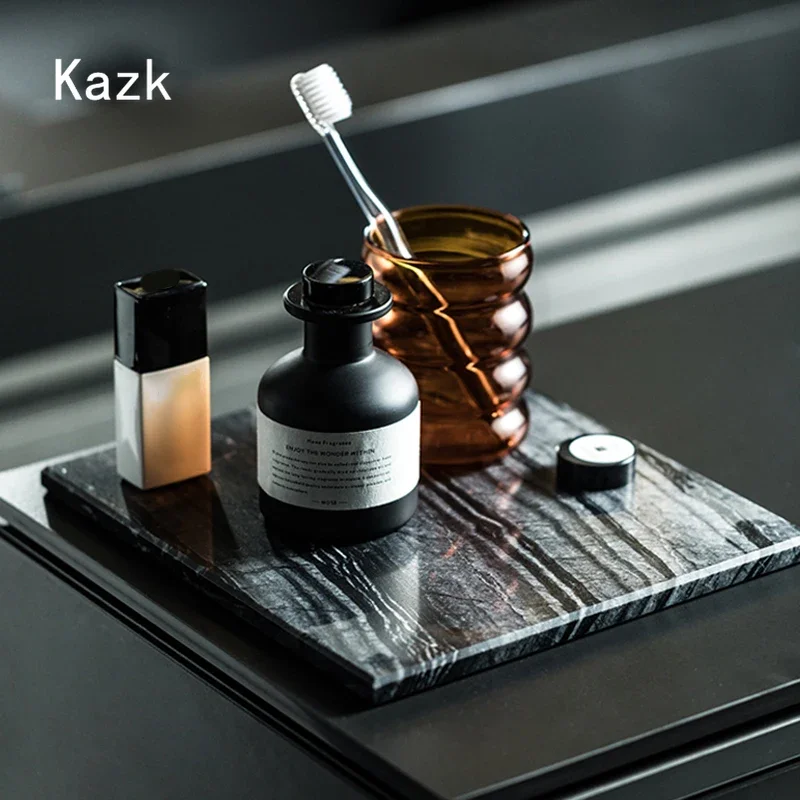 Light Luxury Marble Tray High End Hotel Clubs Storage Serving Tray Bathroom Accessories Wash Supplies Organizer Trays Decorative