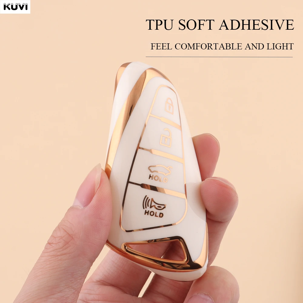 4 أزرار حافظة مفاتيح ذكية من البولي يوريثان غطاء فوب لشركة هيونداي غراندور HG سيدان جينيسيس G80 سانتا في 3DM جراند سانتا في 2018 IX45 EQUUS Azera