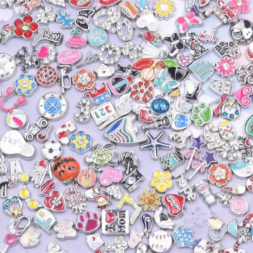 40PC/lot baby boy girl floating locket charm book pencil diy glass locket living charms fit for jewelrys pendant making view 2
