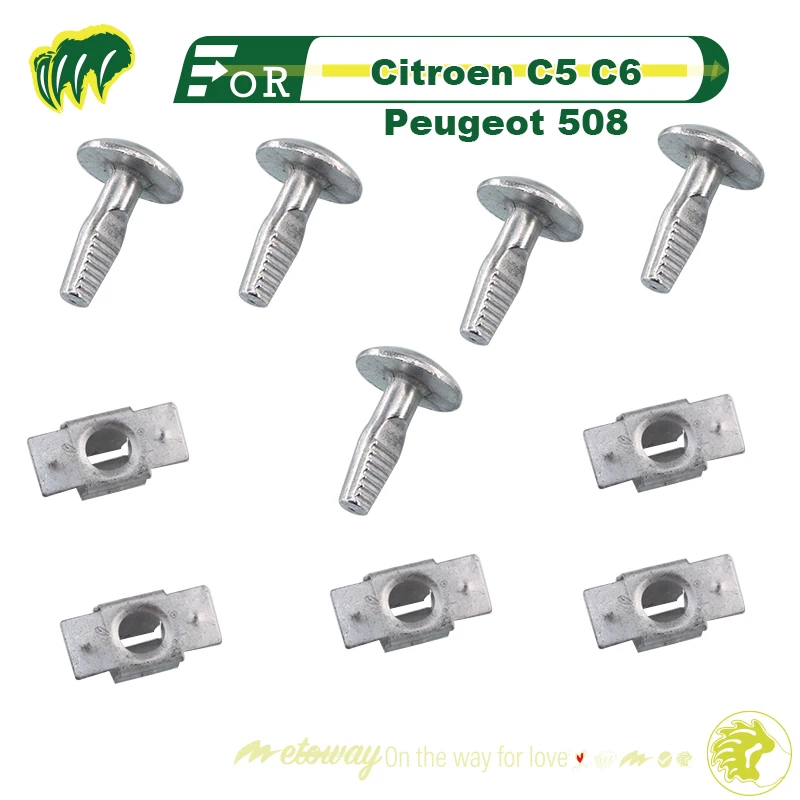 

5 Sets Buckles For Citroen C5 C6 Peugeot 508 Engine Lower Guard Plate Screw Lower Guard Plate Buckle Guard Plate Buckle