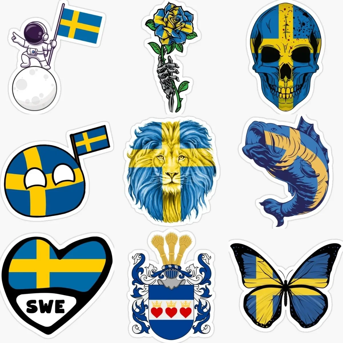 

Sweden Flag Creative PVC Waterproof Stickers Accessories for Decorate Car Van Wall Fridge Table Off-road Window Fridge Camper