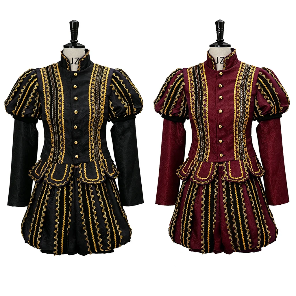 

Tudor King Henry VIII Era Nobleman Costume Outfits Tudor Elizabethan Prince Jacket And Pants Set Halloween Men's Uniform