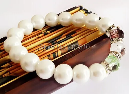 official-website tiki new model romantic 10MM white pearl mix multicolor crystal bracelet bangle for girls fine quality