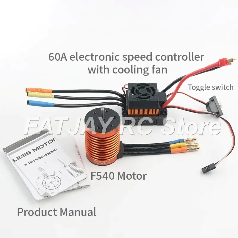 FATJAY F540 3650-3930KV 60A luftgekühlter ESC wasserdichter bürstenloser Motor 2-3S für RC 1:10 Auto
