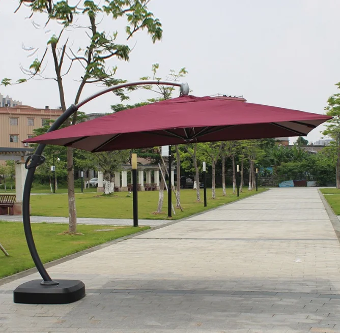 3.5m  Aluminum Large Sunshade Outdoor Double Canopy with Water Base Two Heads Patio Umbrella Beach Strong Double Umbrella Market