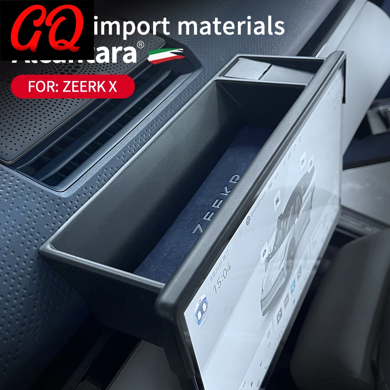 Per Zeekr X 2023 ETC Scatola di immagazzinaggio Dietro lo schermo di controllo centrale Schermo di navigazione Stoccaggio Alcantara Accessori interni per auto