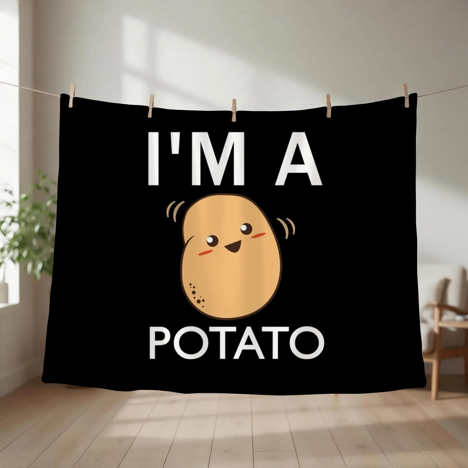 I'm a potato - funny potato gift for kids,baby and family Throw Blanket couch cozy soft plush fuzzy picnic outdoor blanket