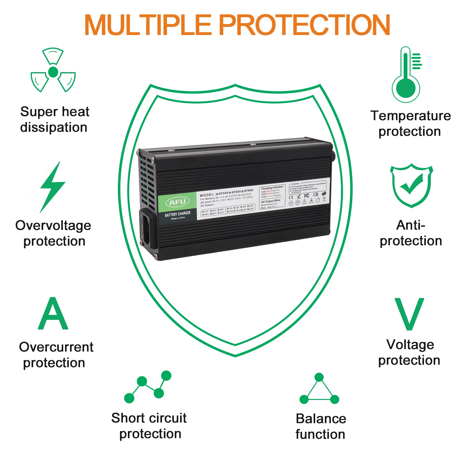 58.8V 8A Charger Smart Aluminum Case Is Suitable For 14S 51.8V Outdoor Lithium Ion Battery Safe And Stable