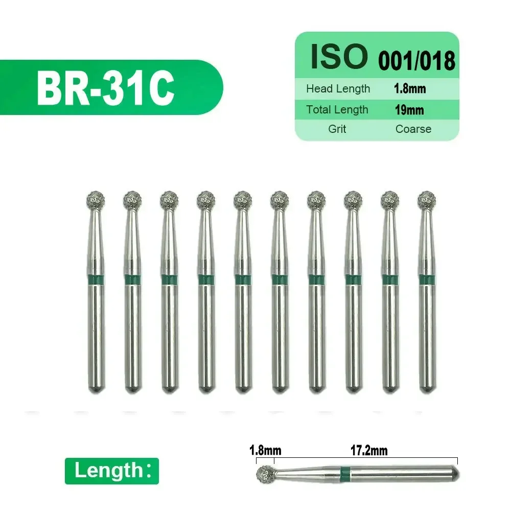 10pcs FG 1.6mm Dental High Speed Diamond Burs for Pre-grinding Dental Diamond Tooth Preparations Dentistry Polishing Drills