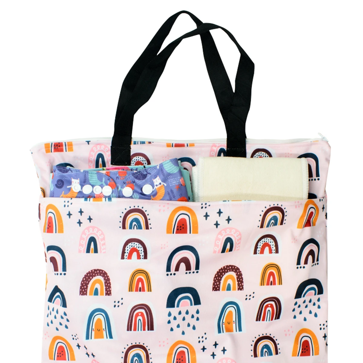 Lager größe Polyester Pul Mumsbest wasserdichte Baby taschen für Mama Kinderwagen verwenden 40*70cm große Doppel packung Windel Nass beutel