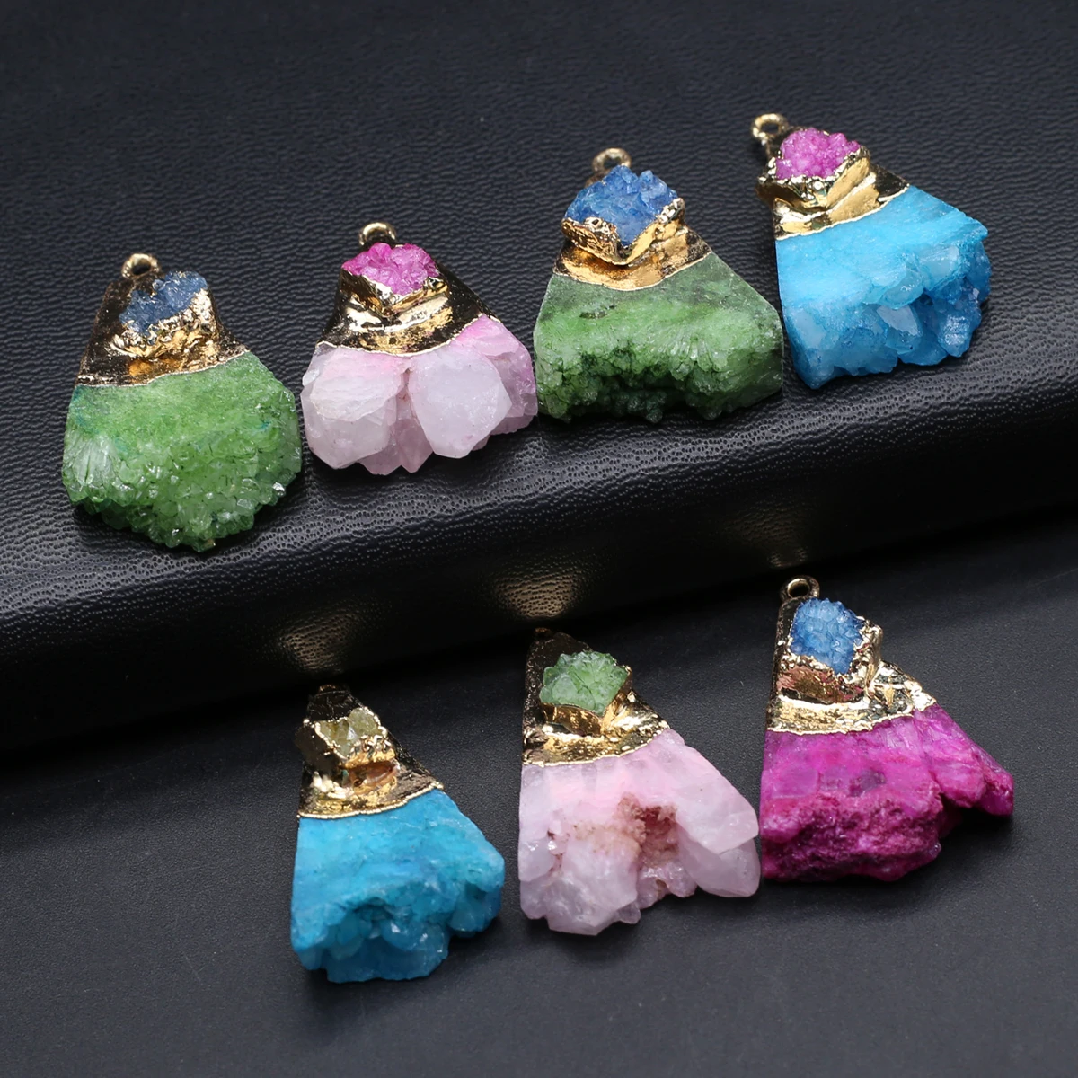 Natural Semi Precious Stones Colored Crystal Buds Irregular Shaped Pendants Jewelry Making DIY Necklaces Earrings Accessories