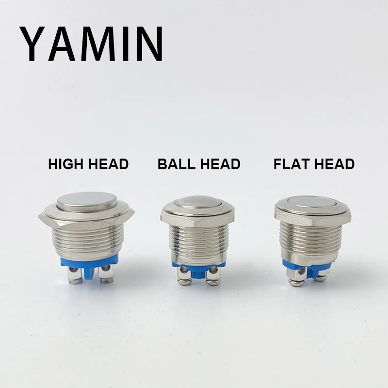 순간 리셋 잠금 래칭 금속 푸시 버튼 스위치, 방수 나사 핀 용접 풋, 8mm, 10mm, 12mm, 16mm, 19mm, 22mm, 30mm