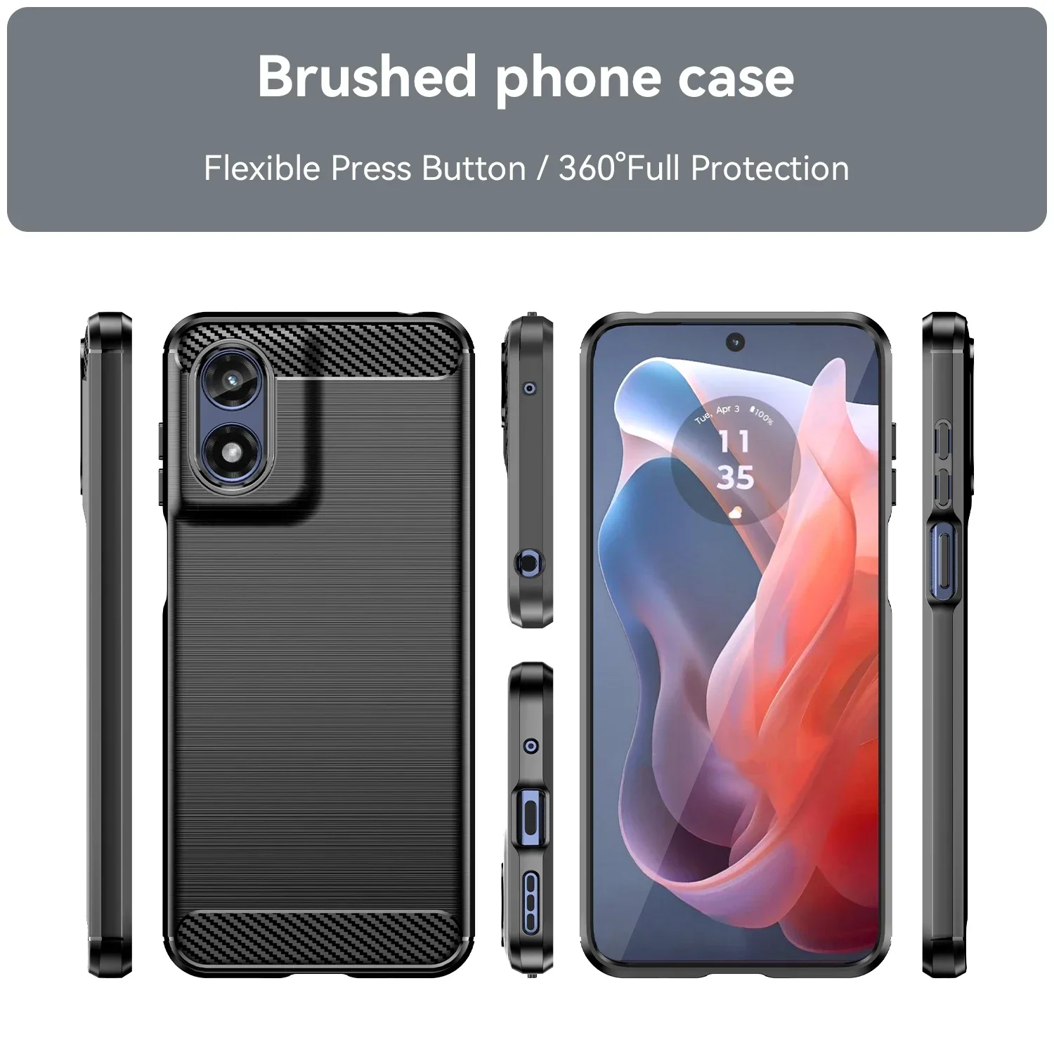 Picture 3: Case For Motorola G Play 2024 Case Silicone TPU soft Carbon Cover for Moto G Play 2024 Funda Capas Coque