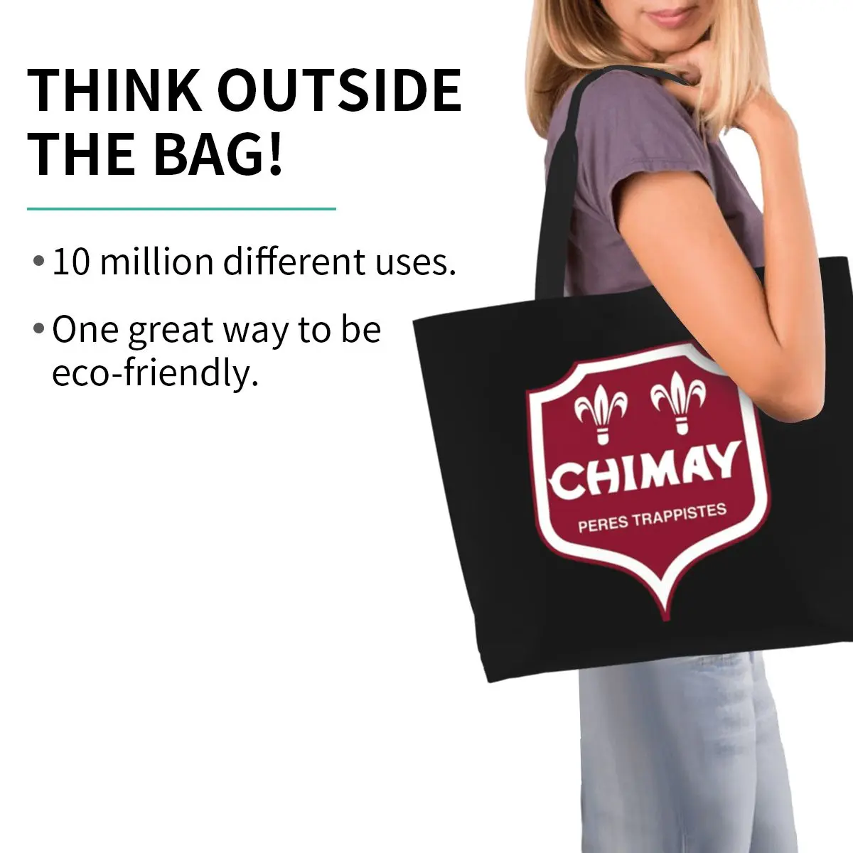 Chimay Shopping Tote Bag Canvas Large Capacity Shoulder Bags Shopper Grocery Handbag for Women - view 3