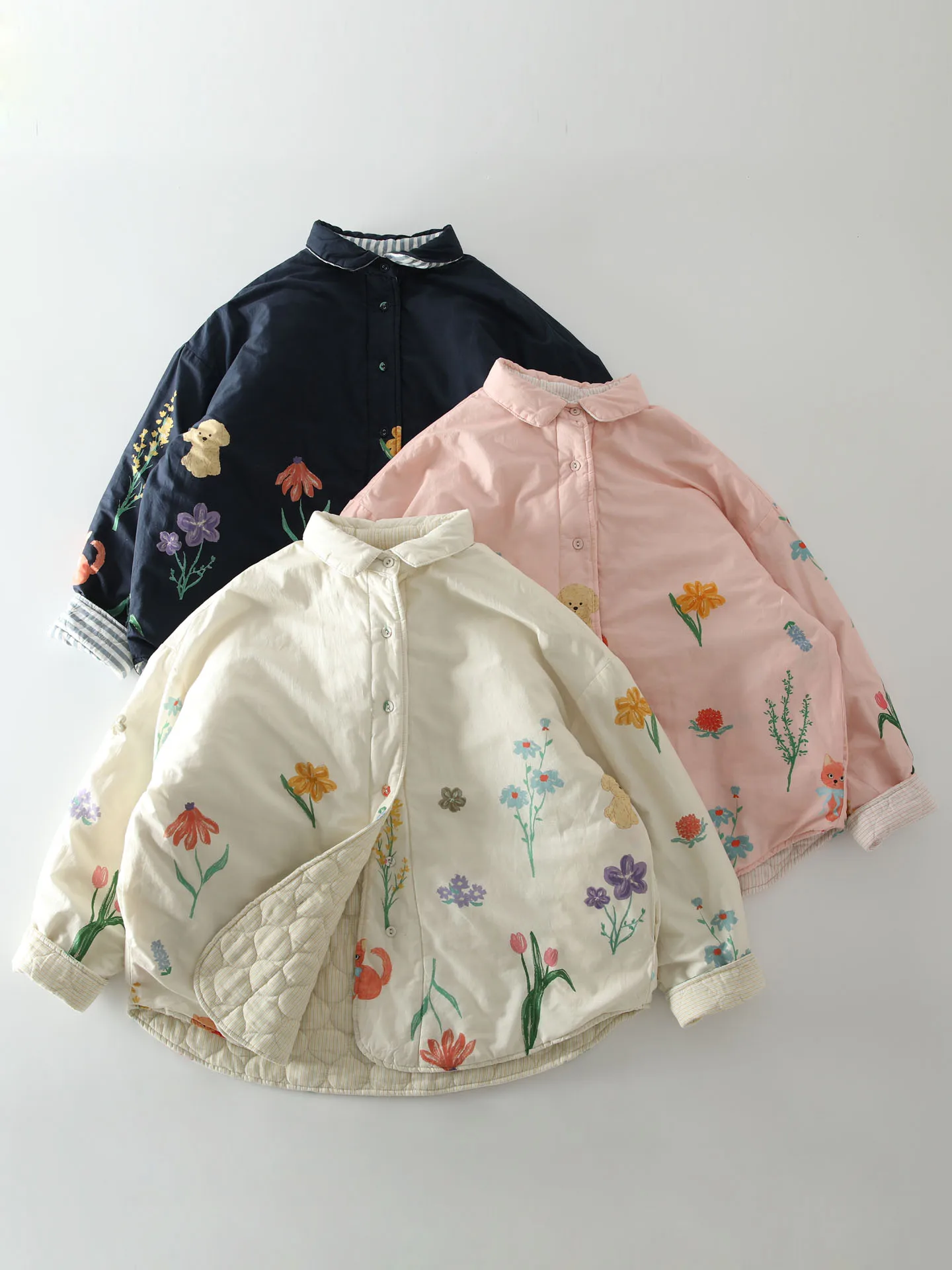 

Double-Sided Wear Cotton Jaet Vintage Print Loose Fit Warm Women's Button up Collar Coat Winter New Sle Commute Faion