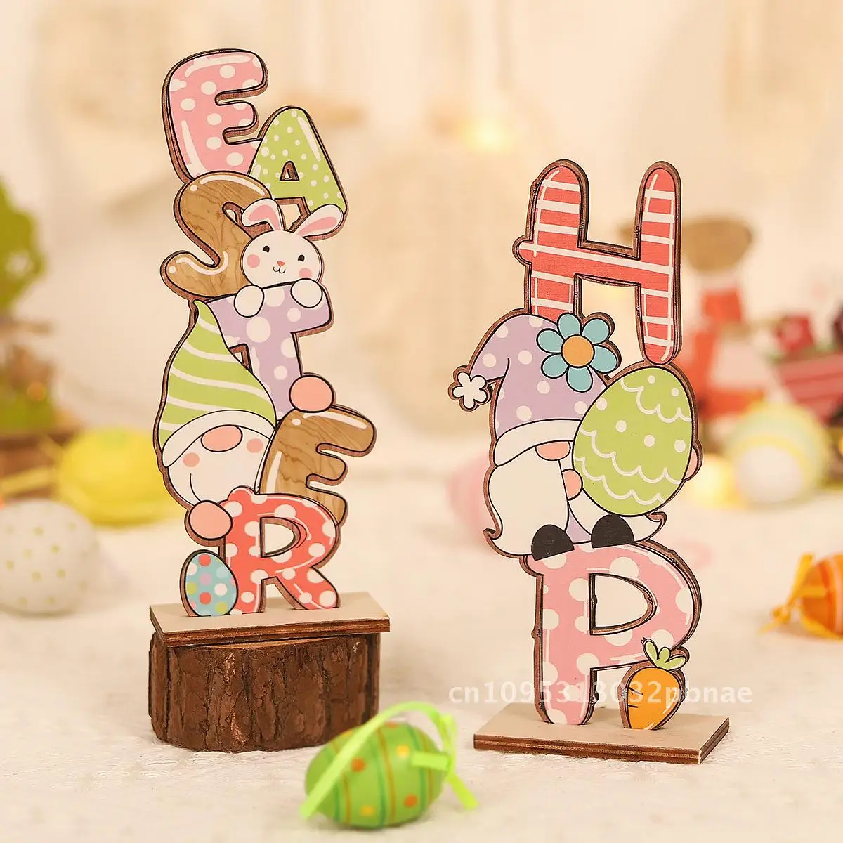 

New Easter Decorations Cartoon Wooden Ornaments Faceless Doll Hug Crafts