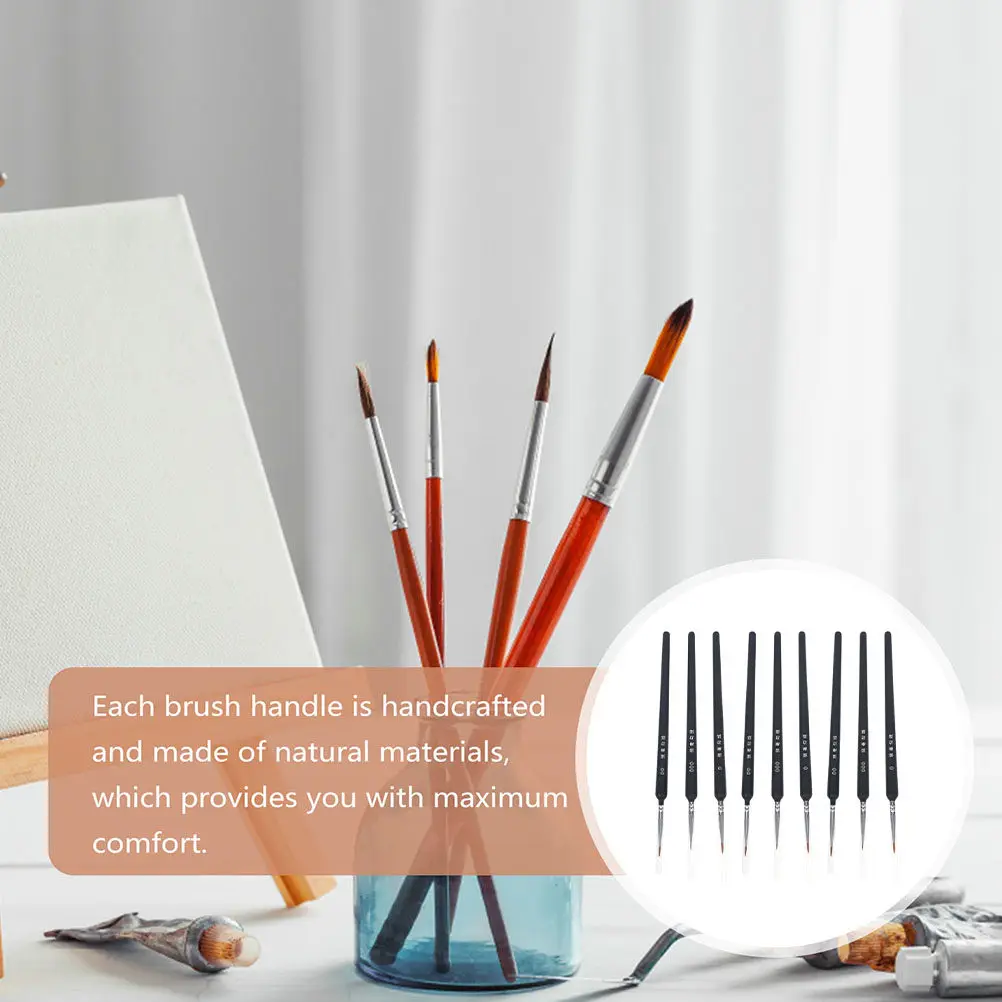 

9Pcs Professional Art Brushes Wolf Hair Pointed Tip Painting Brushes for Creativity Development School Home Studio