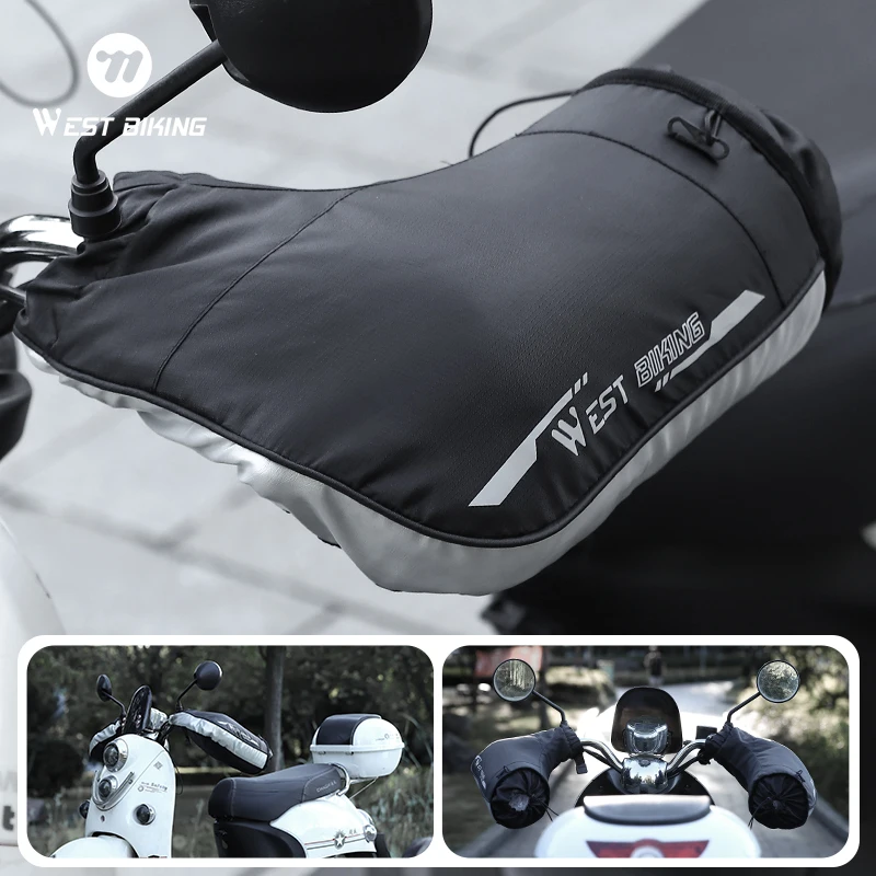

﻿ WEST BIKING Motorcycle Handlebar Mittens Thermal Warm Windproof Cycling Mittens Bicycle Electic Bike Bar Gloves Accessories