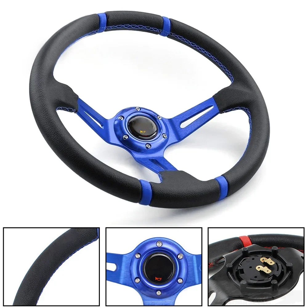 350mm/14Inch Sport Steering Wheel Aluminium+PU Drift Simulation Racing Game Steering Wheel Universal