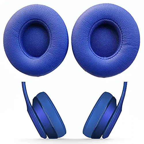 メモリーフォームイヤーパッド、交換部品、Beatsソロ3.0と互換性、ソロ2.0、ワイヤレス、有線オンイヤーヘッドフォン、青、1ペア