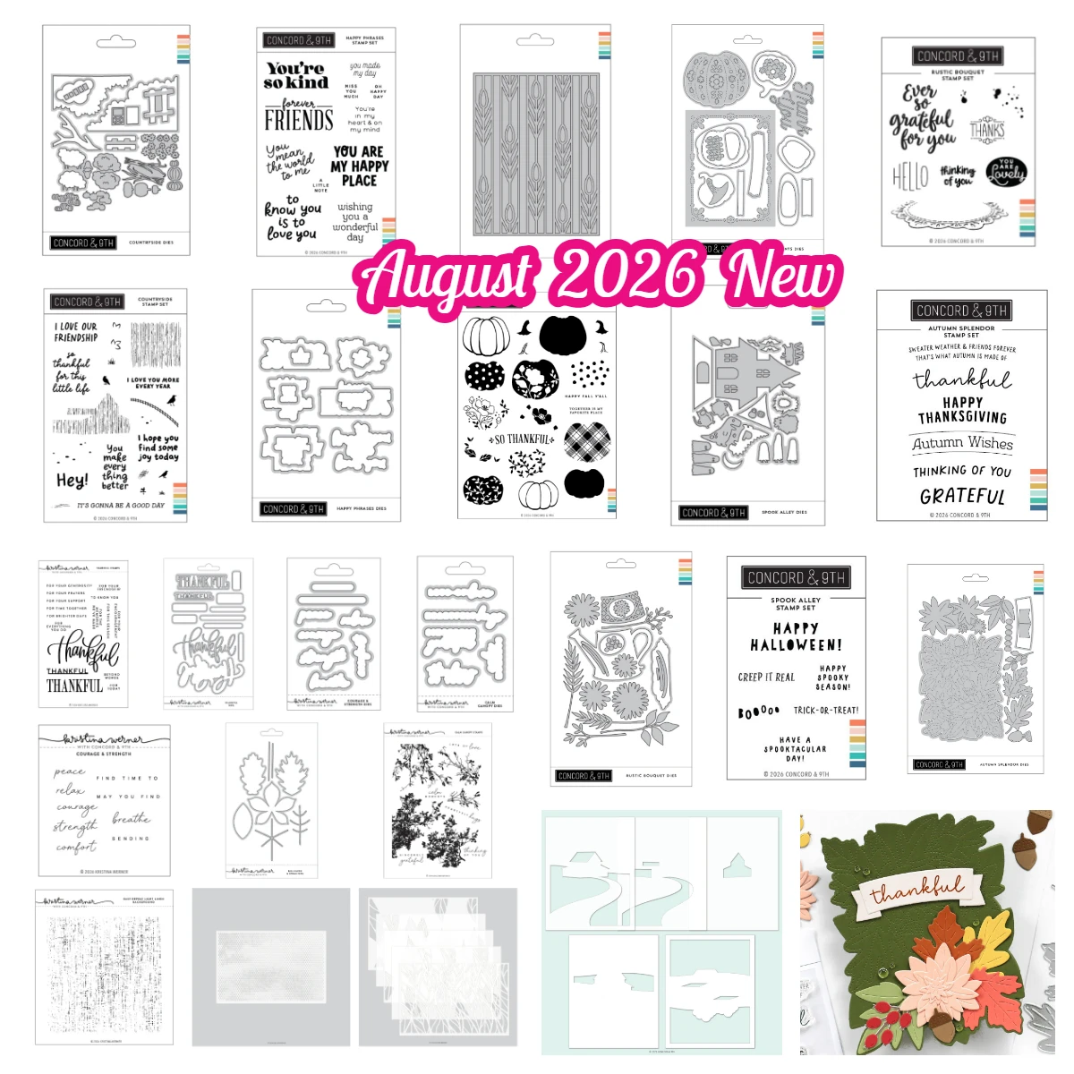 August 2026 Herbst Blumen Kürbis Thanksgiving Halloween Text Klarsichtstempel Stanzformen Journaling Handgemachte Grußkarten Bastelzubehör