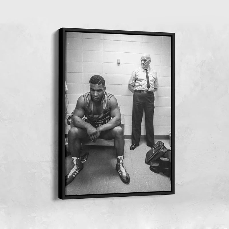 

Famous Boxer and Coach Canvas Print Painting ,Black White Wall Art, Office Decor Wall Poster, Vintage Room Wall Art Decoration