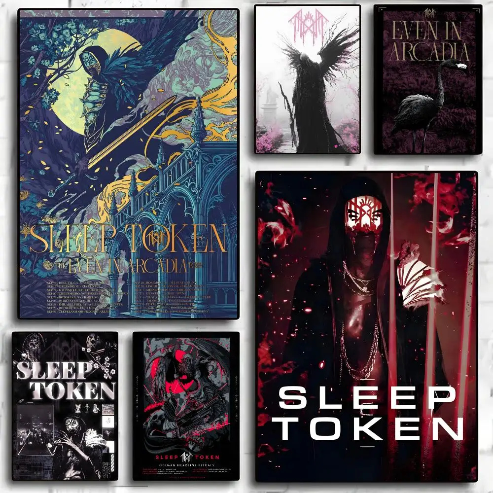Sleep Token Band Dark Metal Poster Self-adhesive Advanced Aesthetic Printing Paper Wall Art for Living Room Home Decor