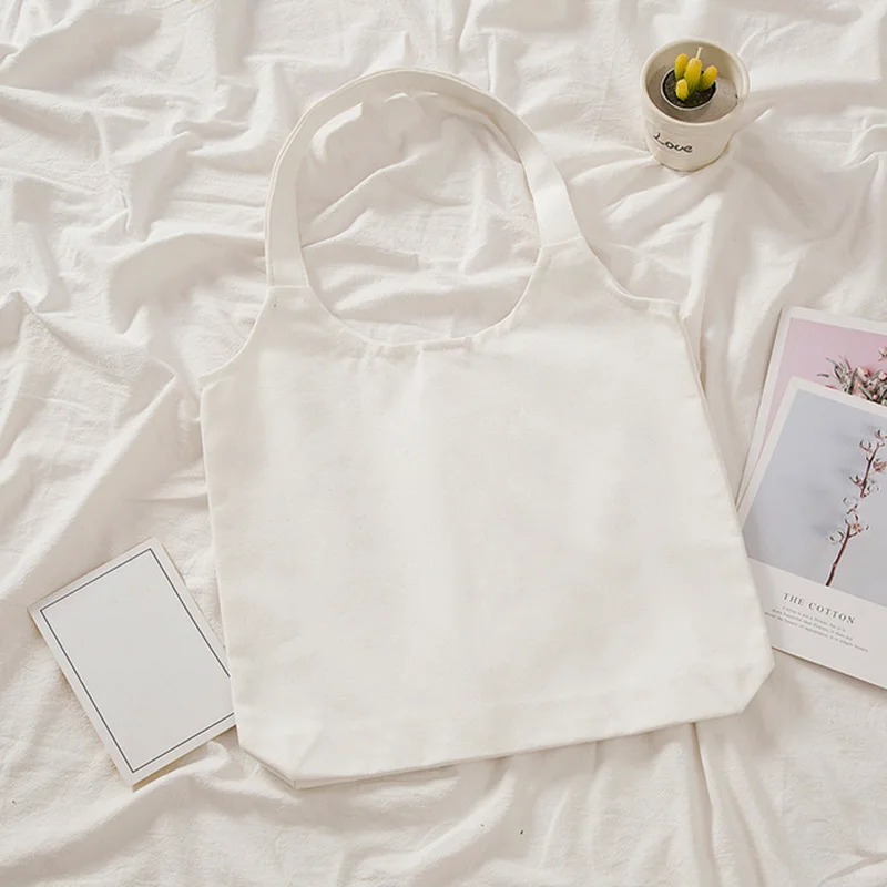 90s Solid Color Tote Bag Canvas Shoulder Bag for Daily Commute Women's Shopping Bag Trendy Folding Shoulder Bag view 3
