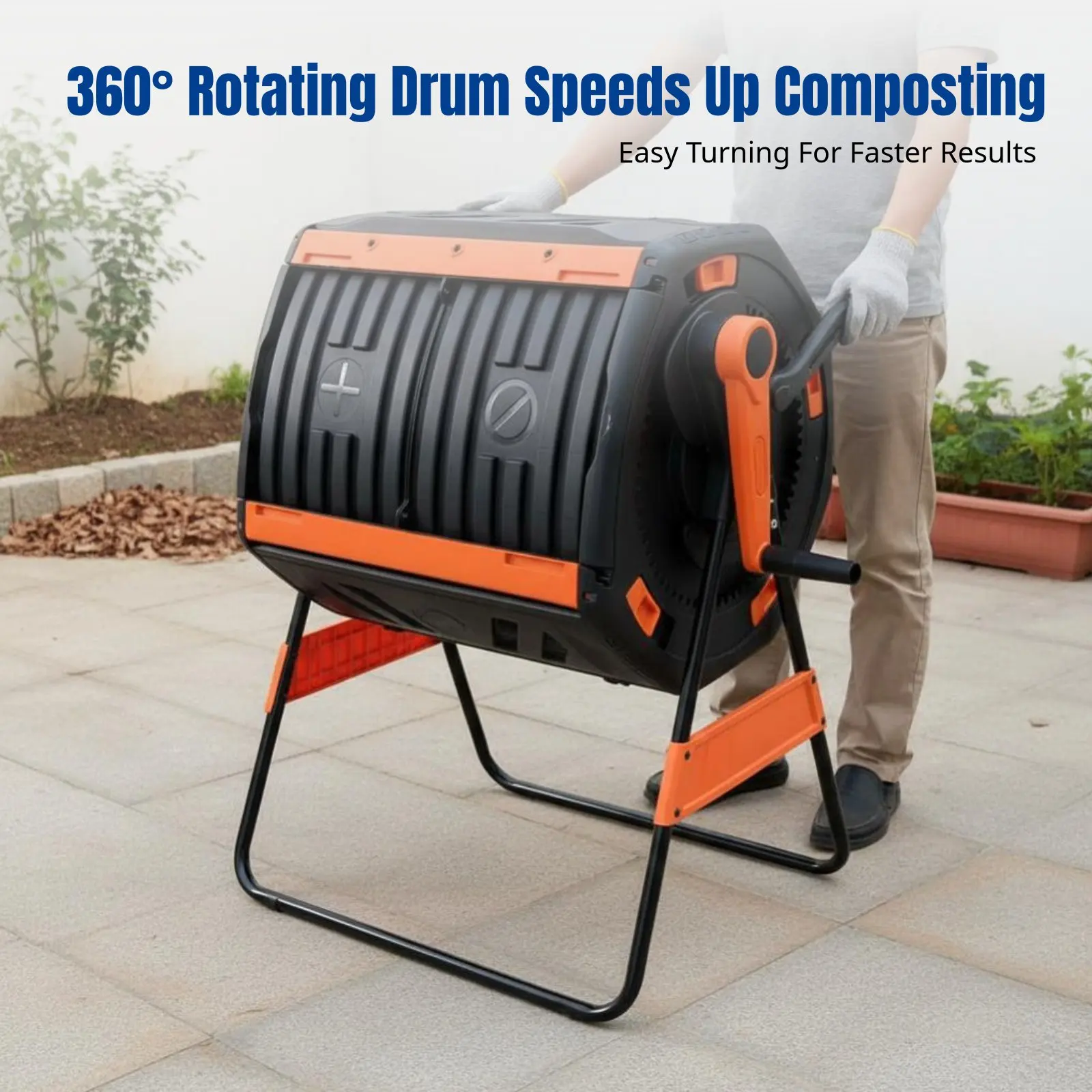 Garden Compost Bin, Large Capacity Plastic Tumbler, Outdoor Foliage Storage, Organic Fermentation Container