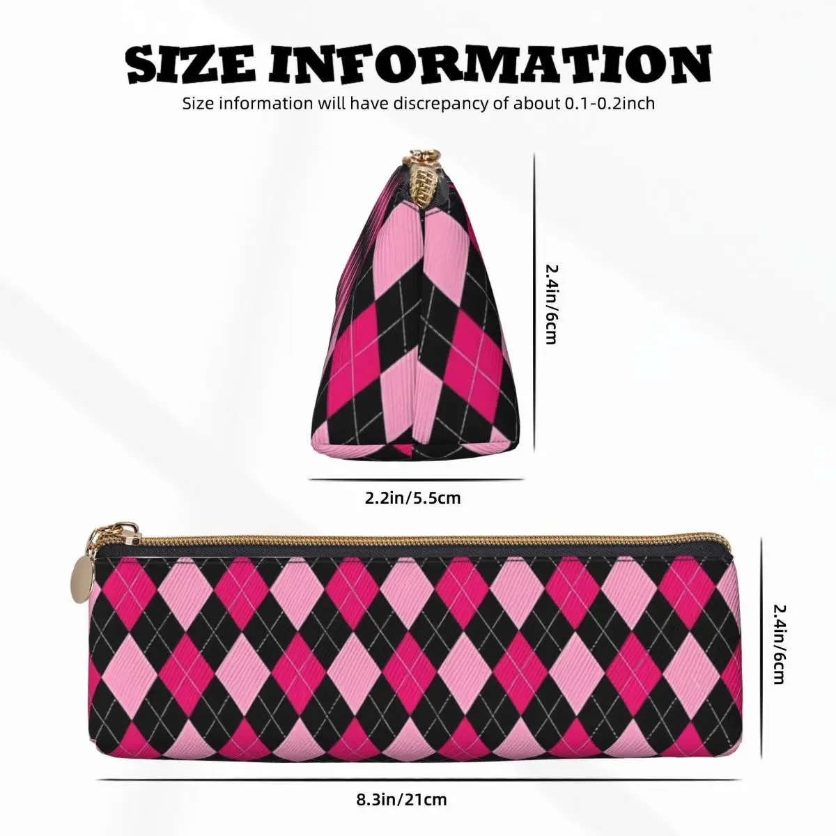 High Pencil Case para Meninos e Meninas, Pink Chessboard, Cool Box, Graphic School Cases, Organizador de Papelaria, Gift Idea