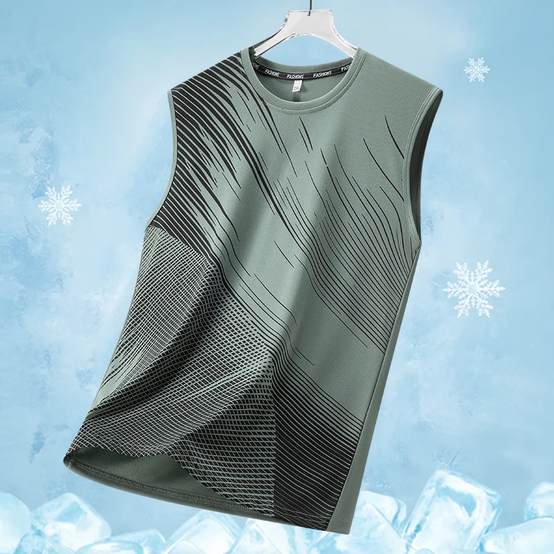 Fashionable and Trendy Ice Silk Loose Comfortable T-shirt Men's Outdoor Baseball Training Sweat Absorbing Quick Drying Vest