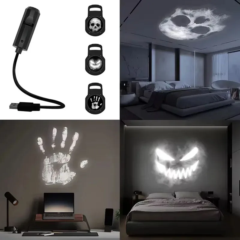 USB Projector Light Halloween Christmas Atmosphere Projector LED Skull Ghost Pumpkin Projection Lamp for Party Wall Ceiling - view 4