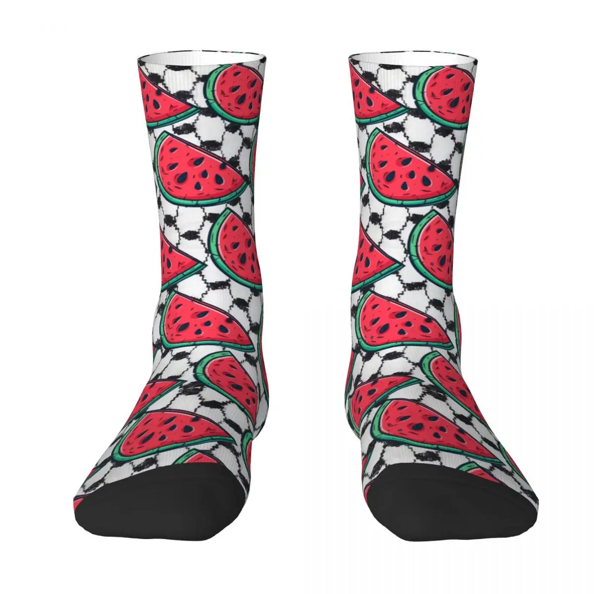 Watermelon Gaza Symbol Stockings Graphic Fashion Socks Winter Non Slip Socks Men Cycling Soft Socks