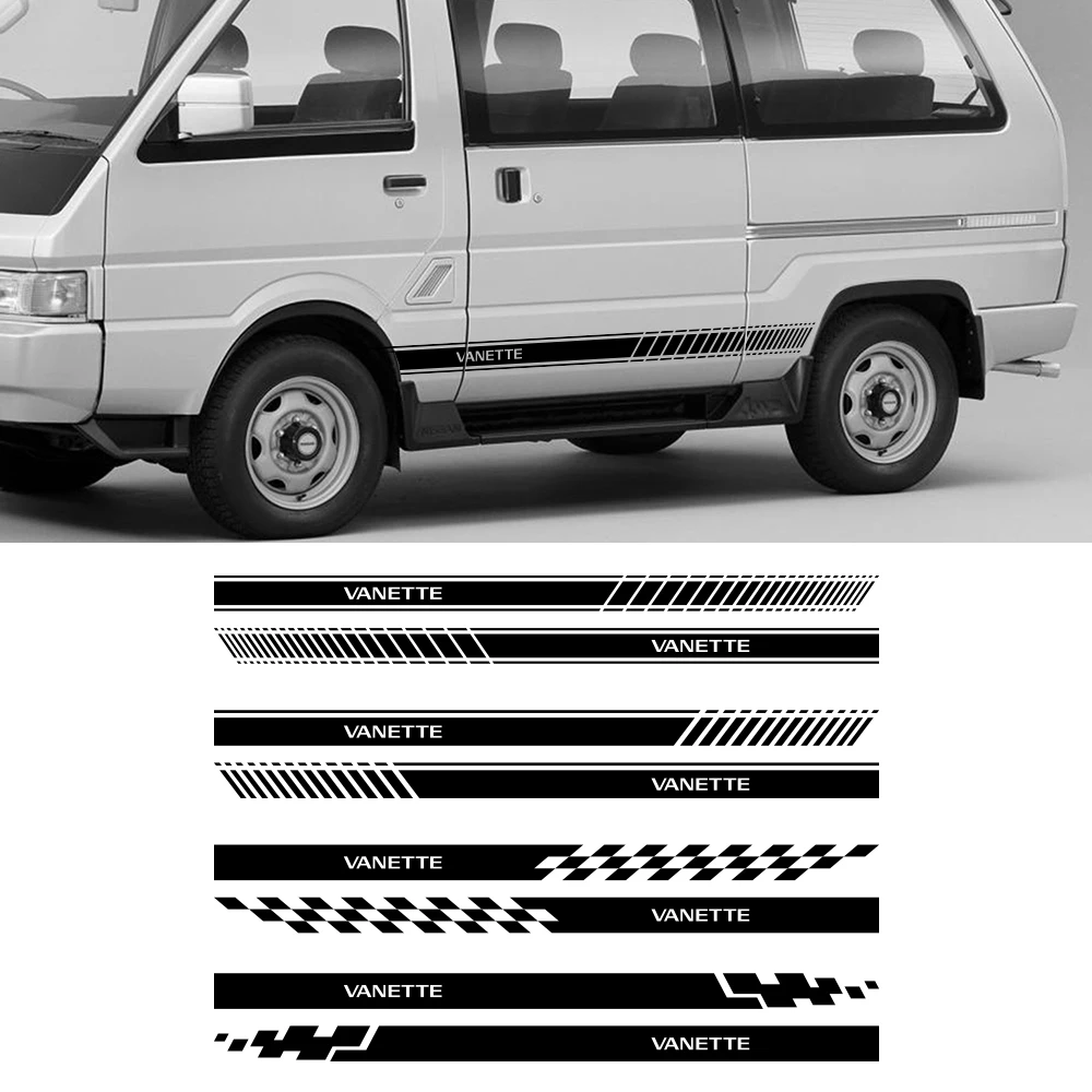 Pegatinas laterales para puerta de furgoneta para Nissan Vanette C22 Nomad S21, gráficos de camper, calcomanías decorativas de rayas, cubierta de vinilo, accesorios para automóviles