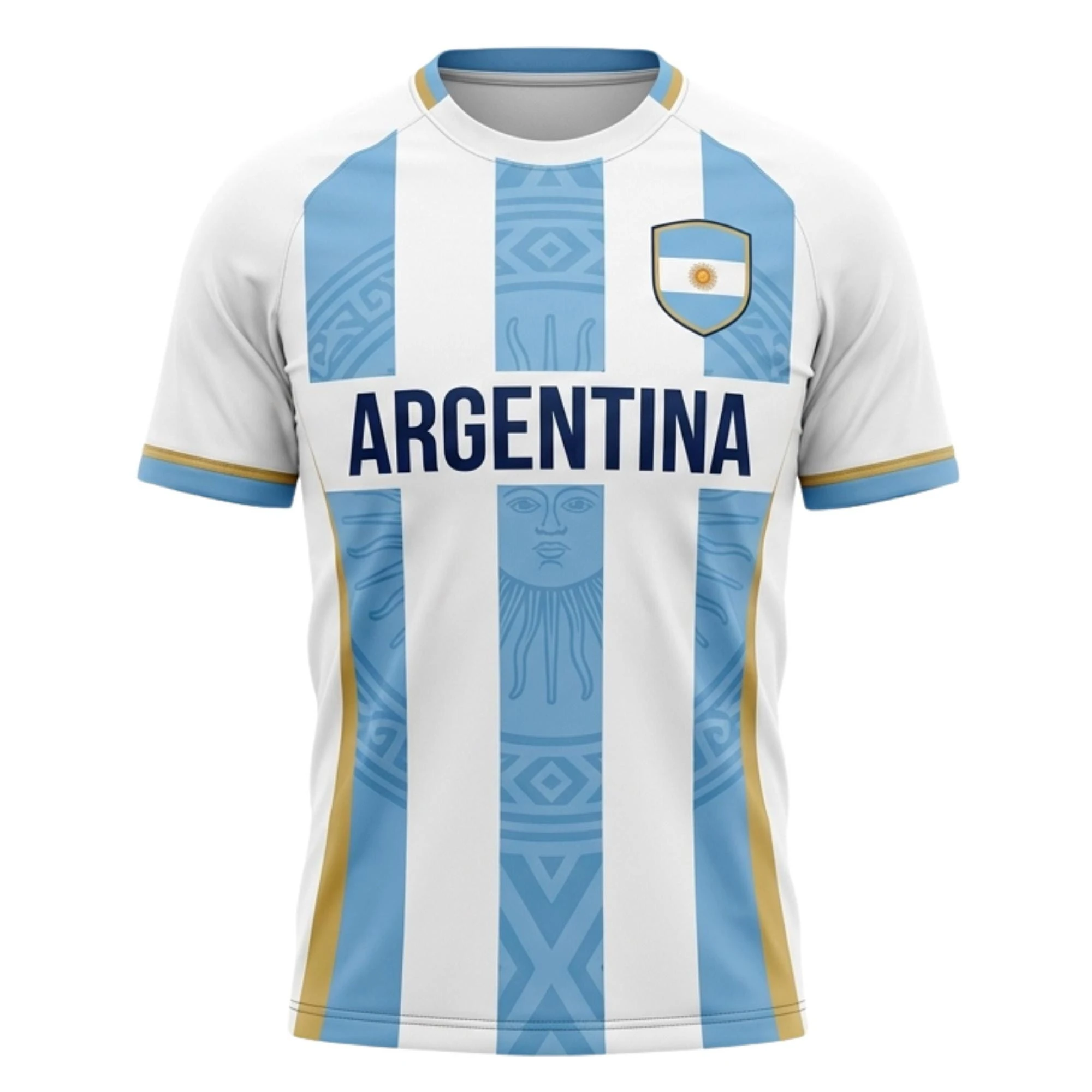 Argentina Soccer Jersey 10 Number Back Print Light Blue White Vertical Stripe Football Shirt Men Quick‑Dry Sports Fan Short Slee