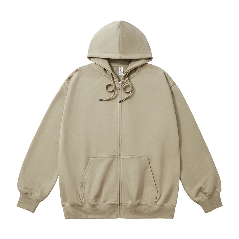 High Quality heavyweight zip up hoodie with pocket&drawstring streetwear 330gsm Zip Up Hoodie Cotton Zipper Hoodies