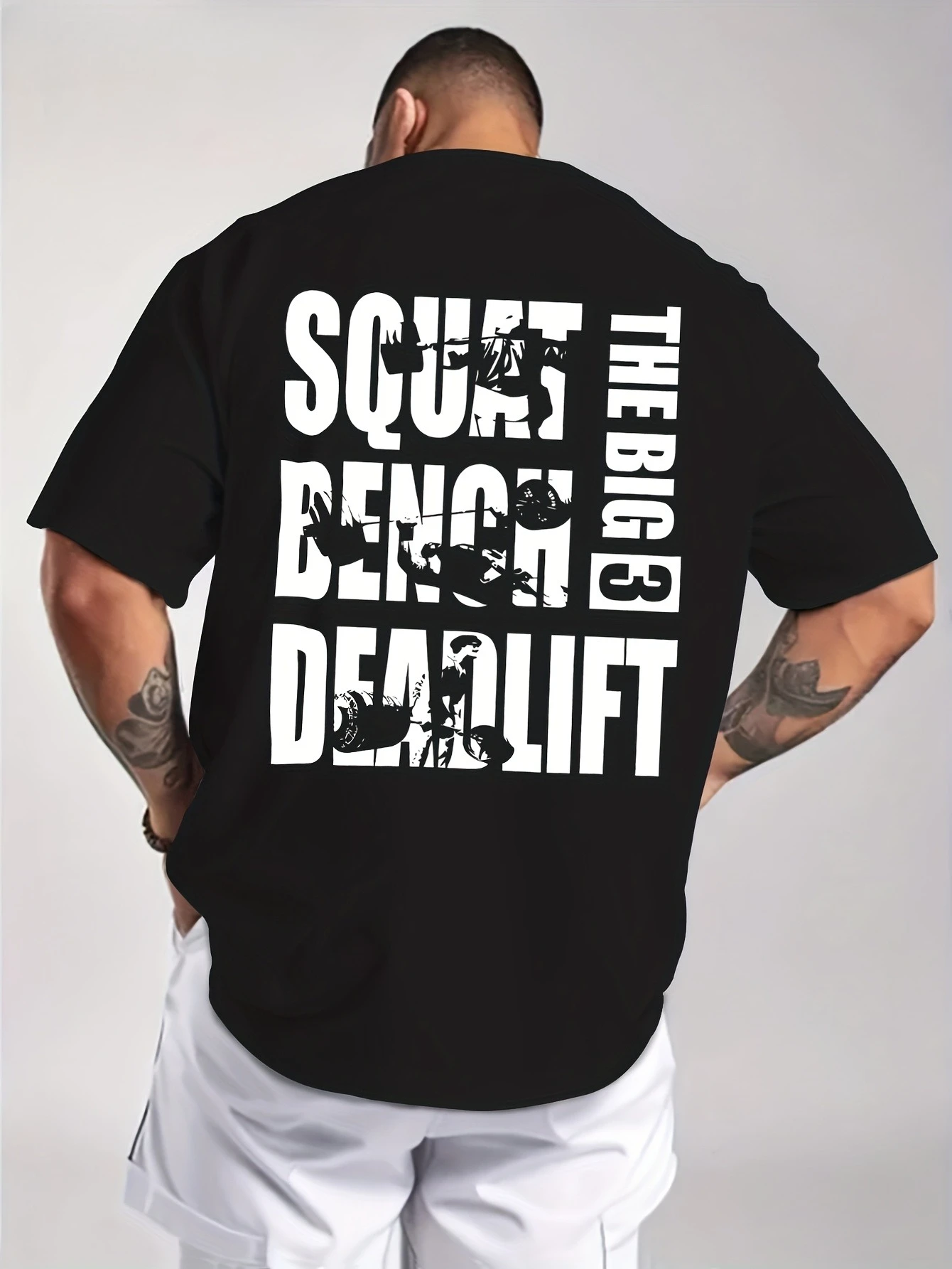 Squat Bench Deadlift THE BIG 3 Men's T Shirt Fitness Cotton Tee Casual Oversize O-Neck Summer Spring Loose Top Streetwear Trendy