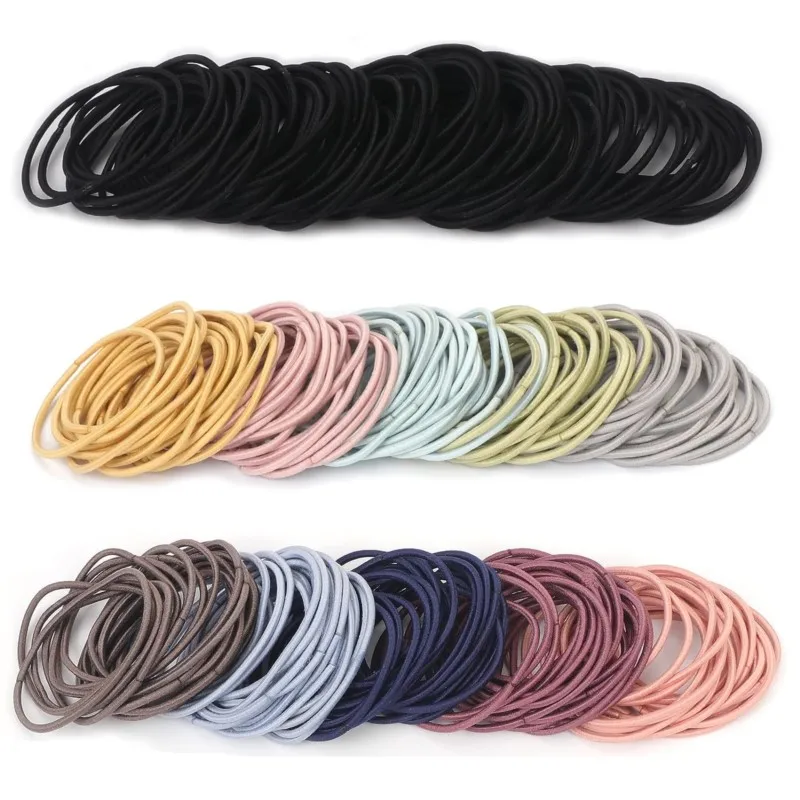 

100pcs Hair Scrunchie Rubber Bands Hair Tie Ropes Elastic Hairband Ponytail Headbands Headwear For Women Girls Accessories Gift