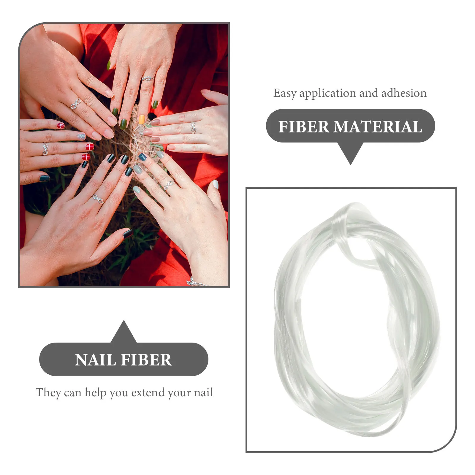 1 حقيبة من وصلات الأظافر للألياف الزجاجية مانيكير أداة إطالة طبيعية سهلة الاستخدام تدوم 15-30 يومًا من ألياف تزيين الأظافر