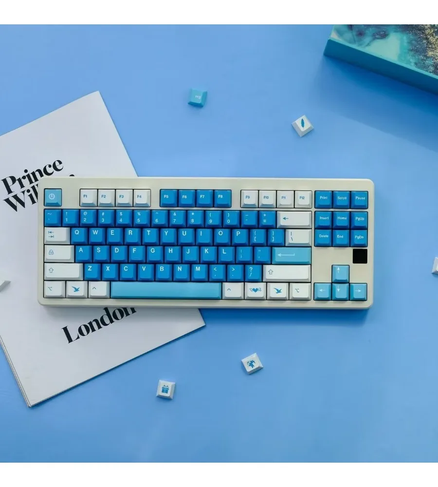 Sea mist love letter keycap 130 keys PBT original height keycap adaptation Ev63 magnetic axis mechanical keyboard wooting