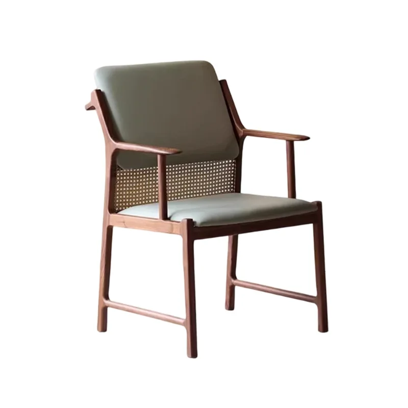 Massivholz-Rückenlehnenstuhl, chinesischer antiker Wohnzimmer-Esszimmerstuhl, Walnuss-Retro-Sessel mit Armlehnen
