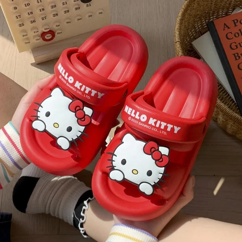 Miniso Sanrio Kuromi Eva Slippers Women\'s Summer Bathroom Indoor Home Cute Hello Kitty Outer Wear Fashion Girls Slippers