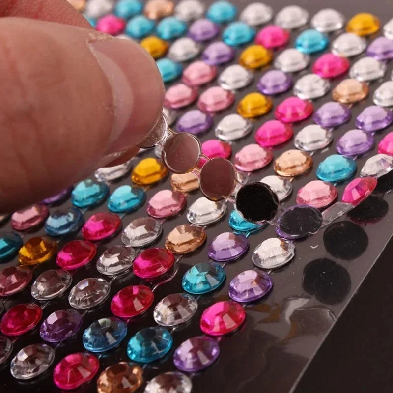 504/900pcs 4/6mm Glue Rhinestones Self Adhesive Acrylic Rhinestone Stickers Kids Rhinestoens for DIY Handcraft 3D Nail Art Decor view 2