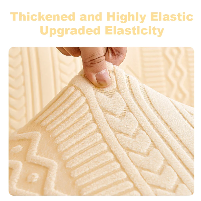 New Knit Jacquard Velvet Elastic Sofa Cover Universal Anti-Cat Scratch Full Coverage Non-Slip Couch Cushion Cover Four Seasons