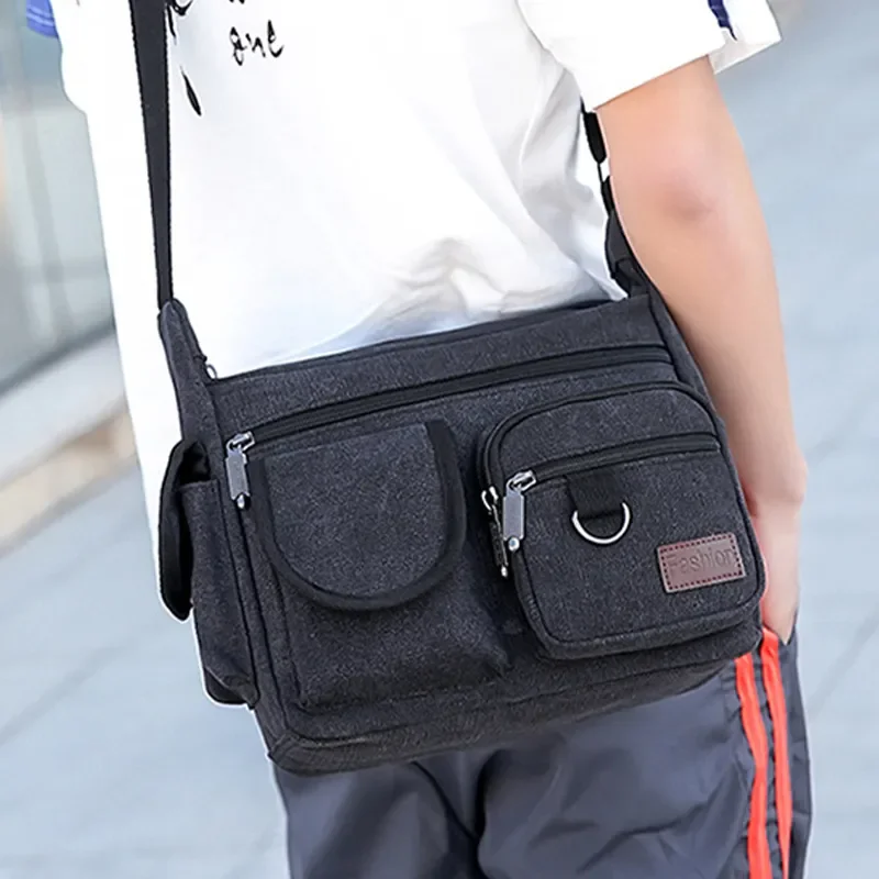 Bags Crossbody Canvas Trendy Shoulder Bags Large Multiple Style Bag Capacity Messenger For Retro Pockets Men Boys